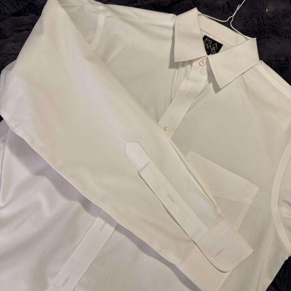 Mens 15-33 Jos A Bank Travelers Collection Slim Fit White Long Sleeve Shirt